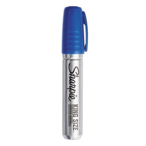 Picture of King Size Permanent Marker, Broad Chisel Tip, Blue, Dozen