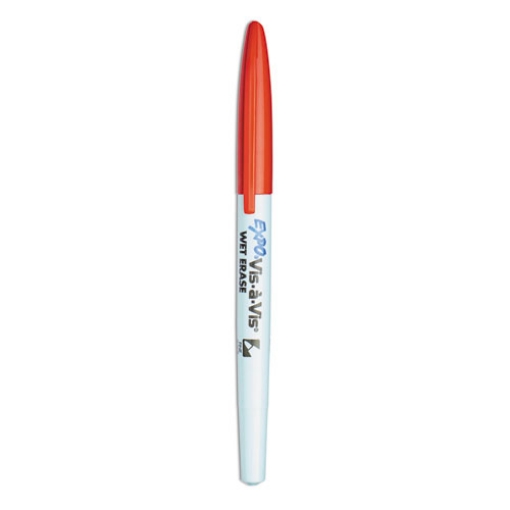 Picture of Vis-A-Vis Wet Erase Marker, Fine Bullet Tip, Red, Dozen