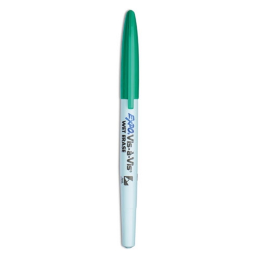 Picture of Vis-A-Vis Wet Erase Marker, Fine Bullet Tip, Green, Dozen