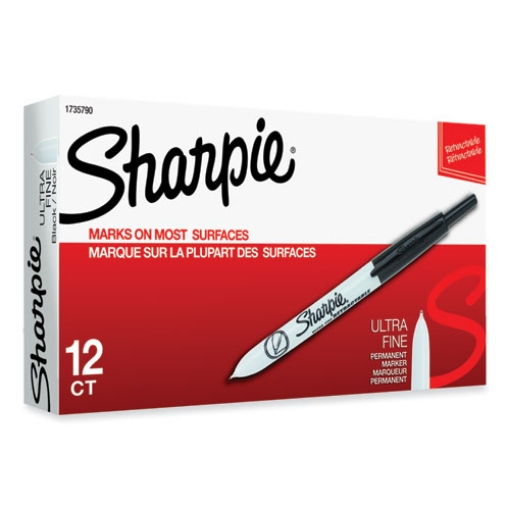 Picture of Retractable Permanent Marker, Extra-Fine Needle Tip, Black