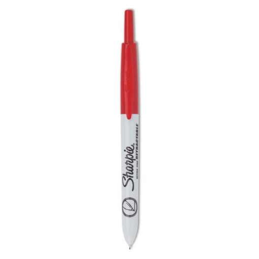 Picture of Retractable Permanent Marker, Extra-Fine Needle Tip, Red