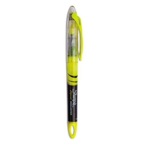 Picture of Liquid Pen Style Highlighters, Fluorescent Yellow Ink, Chisel Tip, Yellow/black/clear Barrel, Dozen