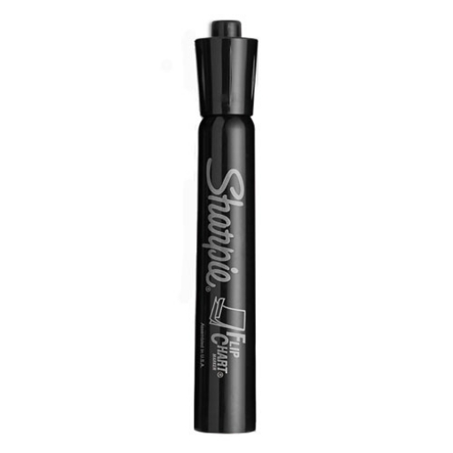 Picture of Flip Chart Marker, Broad Bullet Tip, Black, 8/pack