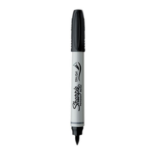 Picture of Brush Tip Permanent Marker, Medium Brush Tip, Black, Dozen