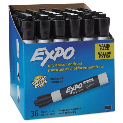 Picture of Low-Odor Dry-Erase Marker Value Pack, Broad Chisel Tip, Black, 36/box