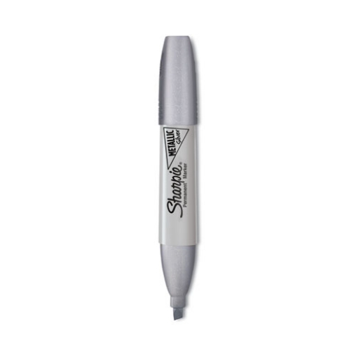 Picture of Metallic Chisel Tip Permanent Marker, Medium Chisel Tip, Silver, Dozen