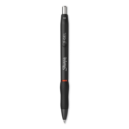 Picture of S-Gel High-Performance Gel Pen, Retractable, Bold 1 Mm, Red Ink, Black Barrel, Dozen