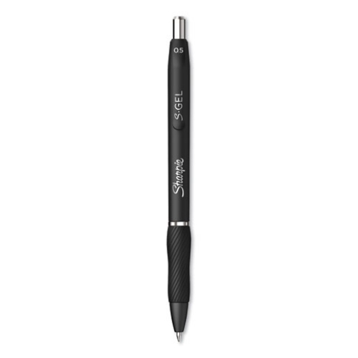 Picture of S-Gel High-Performance Gel Pen, Retractable, Fine 0.5 Mm, Black Ink, Black Barrel, Dozen