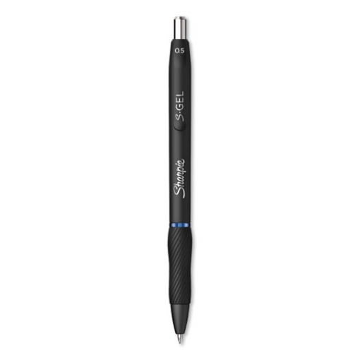 Picture of S-Gel High-Performance Gel Pen, Retractable, Fine 0.5 Mm, Blue Ink, Black Barrel, Dozen