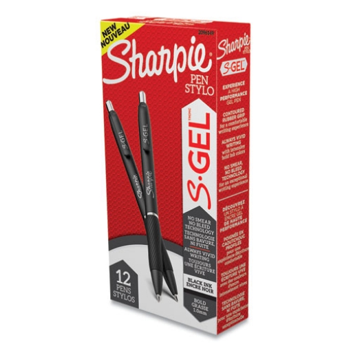 Picture of S-Gel High-Performance Gel Pen, Retractable, Bold 1 Mm, Black Ink, Black Barrel, Dozen