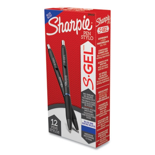 Picture of S-Gel High-Performance Gel Pen, Retractable, Medium 0.7 Mm, Blue Ink, Black Barrel, Dozen