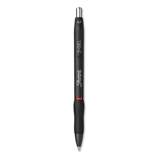 Picture of S-Gel High-Performance Gel Pen, Retractable, Medium 0.7 Mm, Red Ink, Black Barrel, Dozen