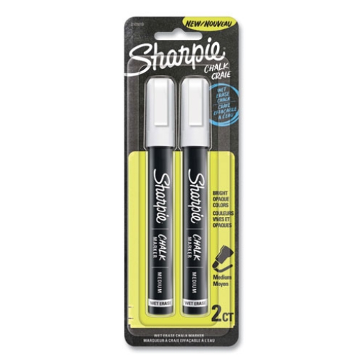 Picture of Wet-Erase Chalk Marker, Medium Bullet Tip, White, 2/pack