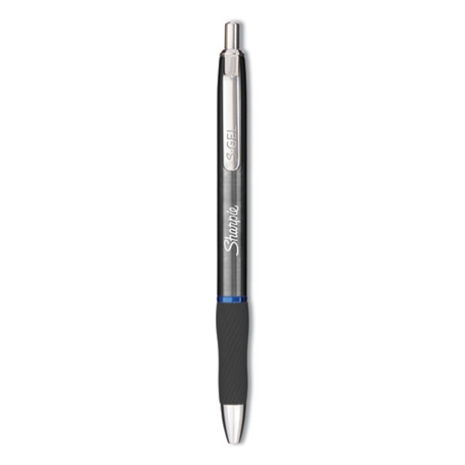 Picture of S-Gel Premium Metal Barrel Gel Pen, Retractable, Medium 0.7 Mm, Blue Ink, Gun Metal Gray Barrel, Dozen