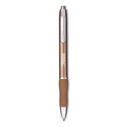 Picture of S-Gel Premium Metal Barrel Gel Pen, Retractable, Medium 0.7 Mm, Black Ink, Champagne Barrel, Dozen