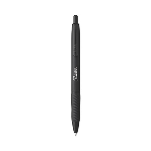 Picture of S-Gel Premium Metal Barrel Gel Pen, Retractable, Medium 0.7 mm, Black Ink, Black Barrel, 4/Pack