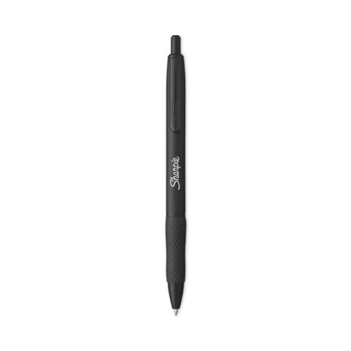 Picture of S-Gel Premium Metal Barrel Gel Pen, Retractable, Medium 0.7 mm, Black Ink, Black Barrel, Dozen