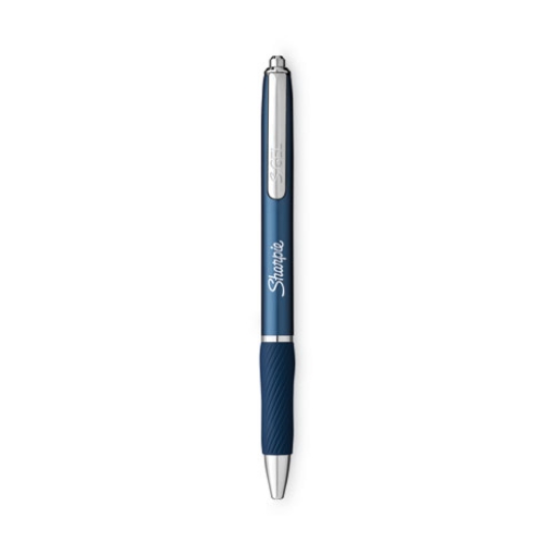 Picture of S-Gel Premium Metal Barrel Gel Pen, Retractable, Medium 0.7 mm, Black Ink, Midnight Blue Barrel, Dozen