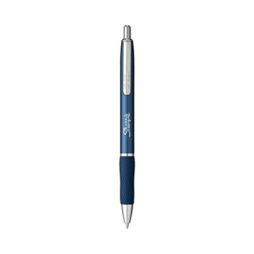 Picture of S-Gel Premium Metal Barrel Gel Pen, Retractable, Medium 0.7 mm, Black Ink, Blue Barrel, 4/Pack