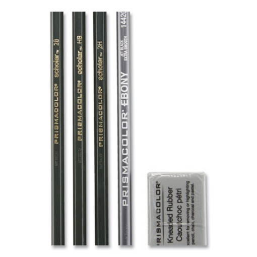 Picture of Scholar Graphite Pencil Set, 2 Mm, Assorted Lead Hardness Ratings, Black Lead, Dark Green Barrel, 4/set