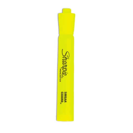 Picture of Tank Style Highlighters, Fluorescent Yellow Ink, Chisel Tip, Yellow Barrel, Dozen