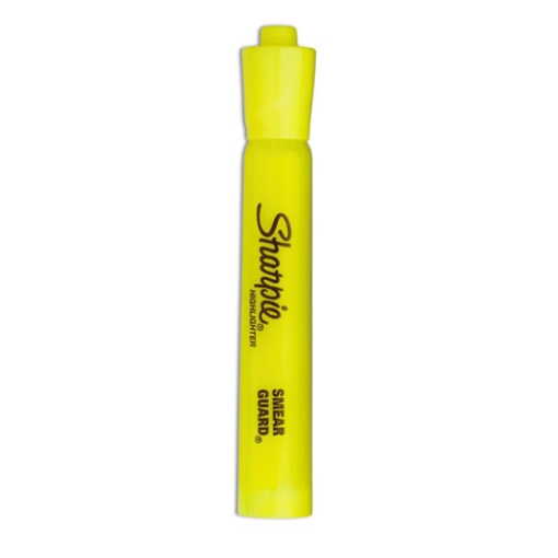 Picture of Tank Style Highlighters, Fluorescent Yellow Ink, Chisel Tip, Yellow Barrel, 4/set