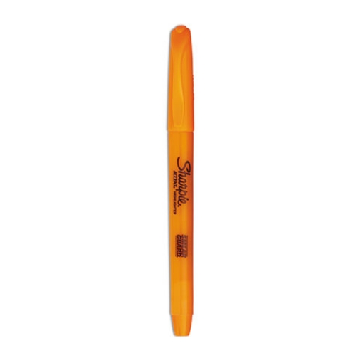 Picture of Pocket Style Highlighters, Fluorescent Orange Ink, Chisel Tip, Orange Barrel, Dozen