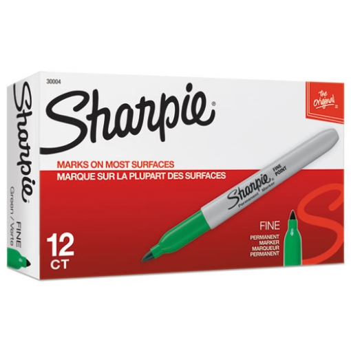 Picture of Fine Bullet Tip Permanent Marker, Green, Dozen