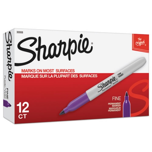 Picture of Fine Tip Permanent Marker, Fine Bullet Tip, Purple, Dozen