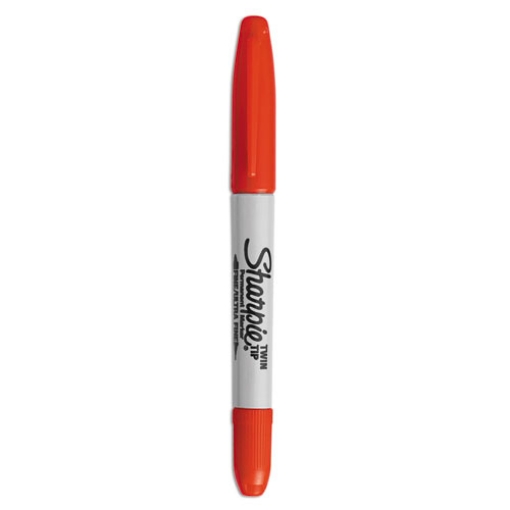 Picture of Twin-Tip Permanent Marker, Extra-Fine/fine Bullet Tips, Red, Dozen