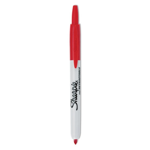 Picture of Retractable Permanent Marker, Fine Bullet Tip, Red