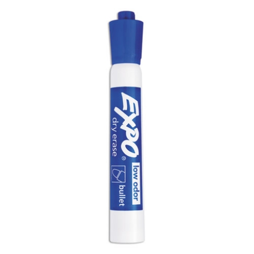 Picture of Low-Odor Dry-Erase Marker, Medium Bullet Tip, Blue, Dozen