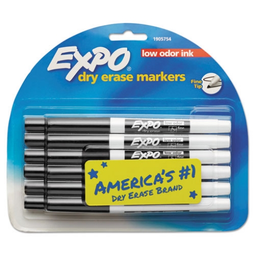 Picture of Low-Odor Dry-Erase Marker, Fine Bullet Tip, Black, Dozen