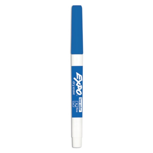 Picture of Low-Odor Dry-Erase Marker, Fine Bullet Tip, Blue, Dozen