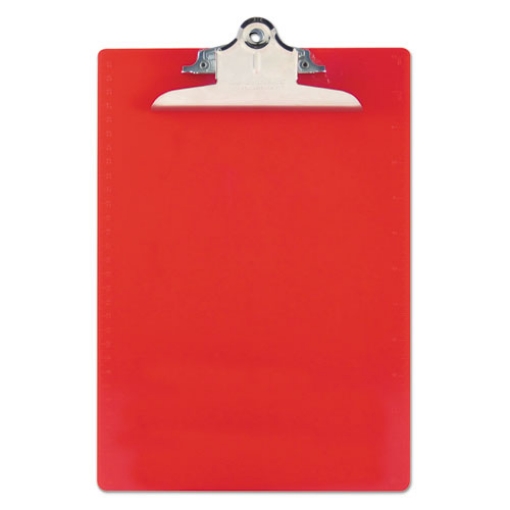 Picture of Recycled Plastic Clipboard with Ruler Edge, 1" Clip Capacity, Holds 8.5 x 11 Sheets, Red