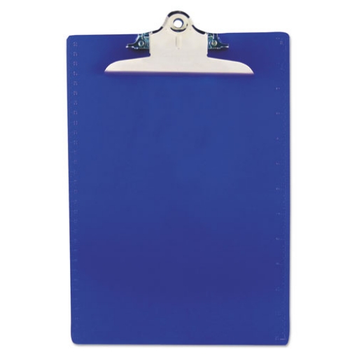 Picture of Recycled Plastic Clipboard with Ruler Edge, 1" Clip Capacity, Holds 8.5 x 11 Sheets, Blue