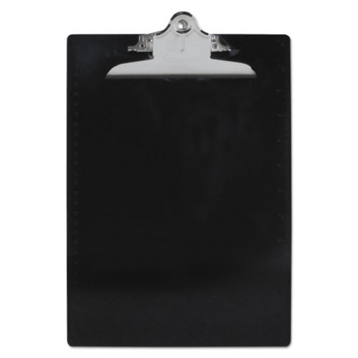 Picture of Recycled Plastic Clipboard with Ruler Edge, 1" Clip Capacity, Holds 8.5 x 11 Sheets, Black