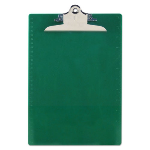 Picture of Recycled Plastic Clipboard with Ruler Edge, 1" Clip Capacity, Holds 8.5 x 11 Sheets, Green