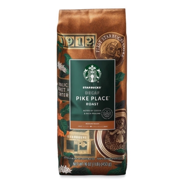Picture of Whole Bean Coffee, Decaffeinated, Pike Place, 1 lb, Bag