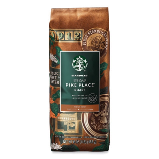 Picture of Whole Bean Coffee, Decaffeinated, Pike Place, 1 lb, Bag