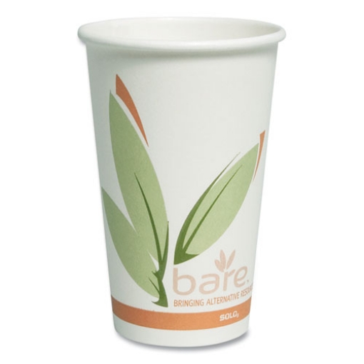 Picture of Bare Eco-Forward Recycled Content PCF Paper Hot Cups, ProPlanet Seal, 16 oz, Green/White/Beige, 1,000/Carton