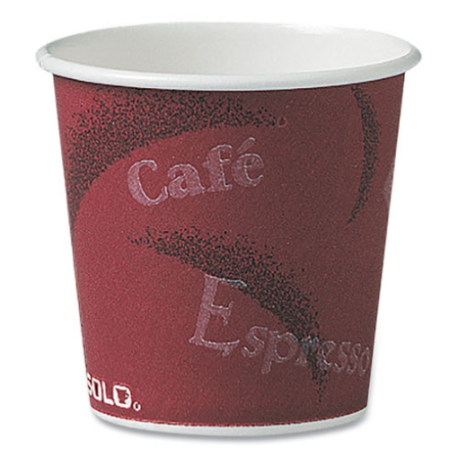 Picture of Single-Sided Poly Paper Hot Cups, 4 oz, Bistro Design, 50/Pack, 20 Pack/Carton