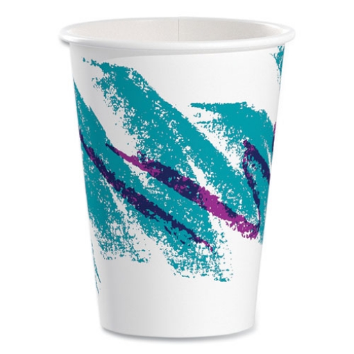 Picture of Jazz Paper Hot Cups, 12 Oz, White/green/purple, 50/bag, 20 Bags/carton