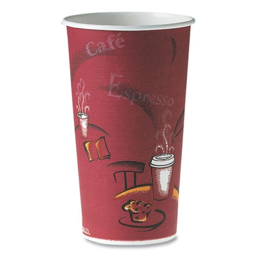 Picture of Single-Sided Poly Paper Hot Cups, 20 oz, Bistro Design, 600/Carton