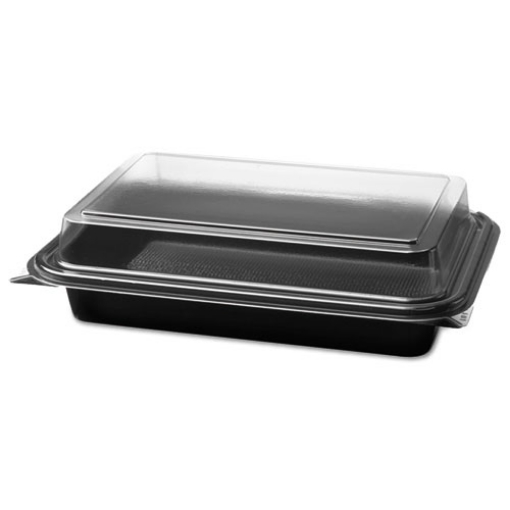 Picture of Creative Carryouts Hinged Plastic Hot Deli Boxes, 8.75 X 6.2 X 2.2, Black/clear, 200/carton