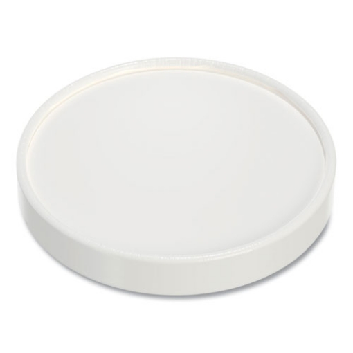 Picture of Flexstyle Double Sided Poly (DSP) Paper Lid, For 32 oz Food Containers, 4.6" Diameter x 0.7"h, White, 500/Carton