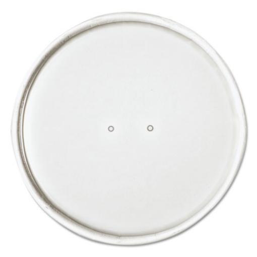 Picture of Paper Lids for Food Containers, For 16 oz Containers, Vented, 3.9" Diameter x 0.9"h, White, 25/Bag, 20 Bags/Carton