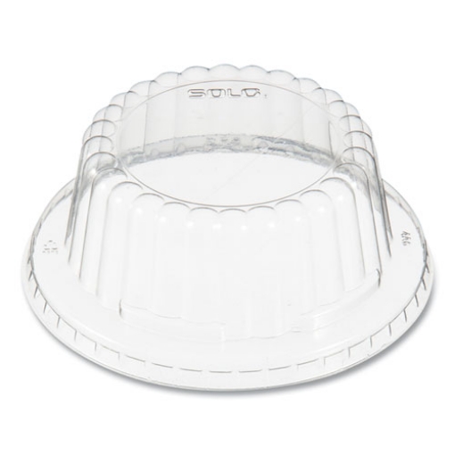 Picture of Flat-Top Dome PET Plastic Lids, For 6-10 oz Containers, 3.96" Diameter x 1.25"h, Clear, 1,000/Carton