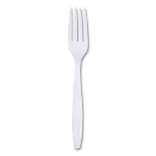 Picture of Guildware Extra Heavyweight Plastic Cutlery, Forks, White, 100/Box, 10 Boxes/Carton