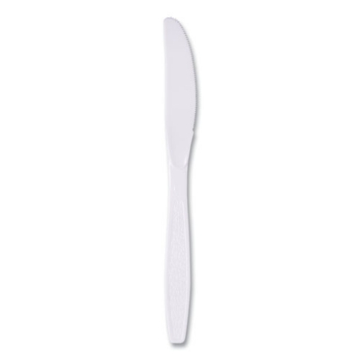 Picture of Guildware Extra Heavyweight Plastic Cutlery, Knives, White, 100/Box, 10 Boxes/Carton